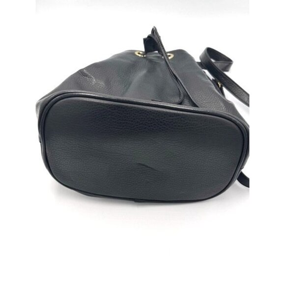 EUC Old Navy Modern Black Leather Bucket Bag With Gold-Tone Grommets - Picture 2 of 8